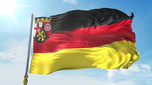 Rhineland-Palatinate Germany Flag Waving in Realistic Animation
