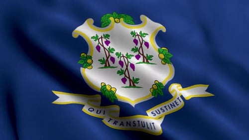 Waving Connecticut State Flag Animation Loop