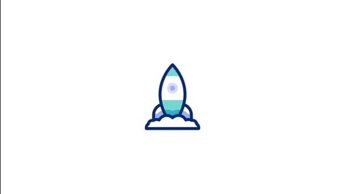 Animated Flat Design Rocket Launch Icon