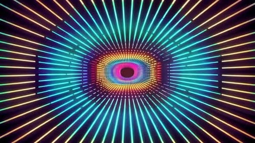 Vibrant Neon Radial Tunnel Loop with Glowing Lines