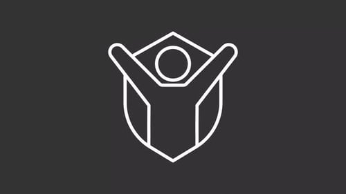 Minimalist Animated Person in Shield Line Icon