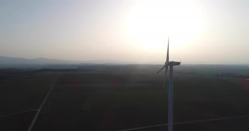 Renewable Energy Large Windmills With Blades Ecology Wind Turbines Aerial View