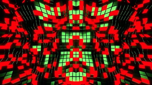 Rotes und hellgrünes Gitter aus beweglichen Quadraten, Hintergrund Vj Loop l 4K
