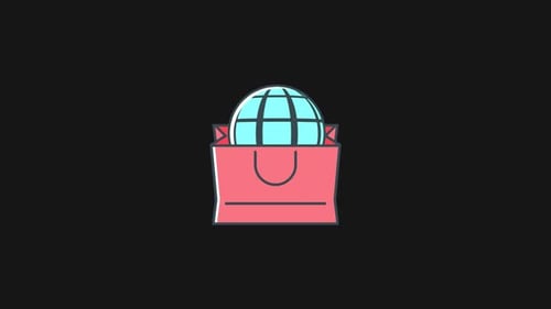 Animated Global Shopping Bag Icon