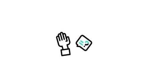 Flat Design Animated Hand Raising Question Mark Icon Reveal