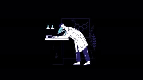 Scientist working at a laboratory with a microscope, European descent