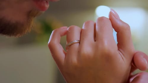 Man with Bride are Shopping for Jewelry in a Luxurious and Expensive Boutique