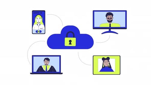 Secure cloud storage 2D animation