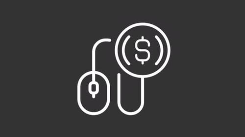 Animated Click Pay White Line Icon