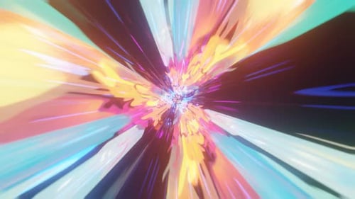 3D-Render-VJ-Projektion, Hyper-Speed-Flug in den Space Speed Tunnel, Endlosschleife, futuristisches Konzept