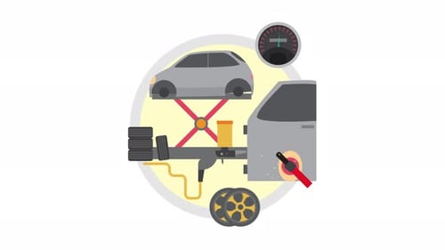 Flat Design Car Repair and Maintenance Animation