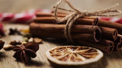 Holiday Cinnamon and Spices Close-Up