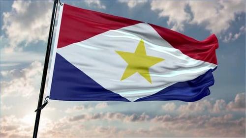 Saba Flag Background Realistic Waving In The Wind 4K