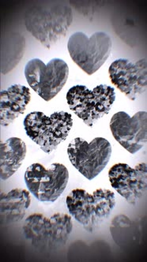 Negative Looping Portrait Film With Paper Love Hearts
