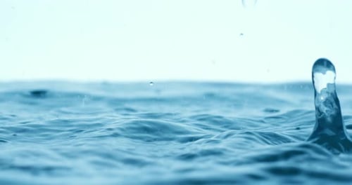 Rain water drops falling in super slow motion.