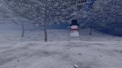 The Beauty Of The Snow Covered Environment With Snowman V7