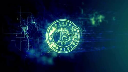Futuristic Bitcoin Cryptocurrency Digital Network Loop Animation