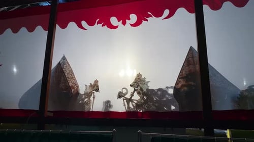 Silhouette of wayang kulit or shadow puppets from Java, Indonesia