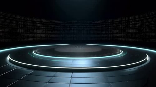 Podium Futuristische Vitrine mit Plattform für Produktausstellungen. Leeres modernes Bühnendisplay