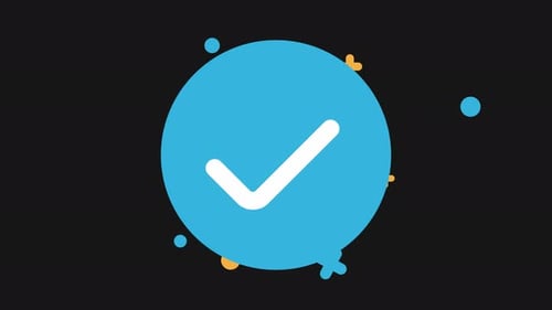 Animation of blue check mark icon.