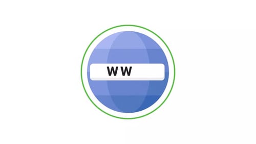 Animated Flat Design Globe Icon with WWW Text Reveal
