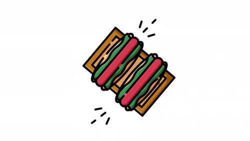 Hotdog filled icon for animated street food and snack menu