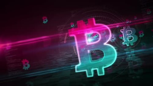 Bitcoin blockchain crypto currency symbol looped tunnel