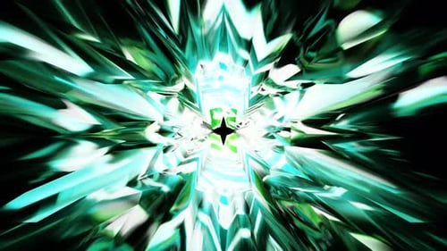 Glowing Abstract Green Geometric Tunnel Loop Background