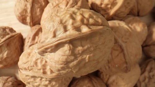 Pile of Walnuts in Shells Close Up