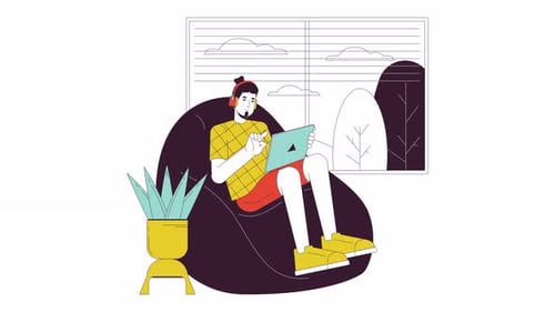 Animated Flat Design Illustration of Remote Work