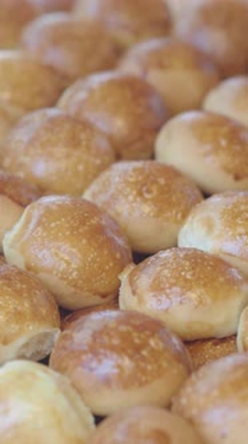 Freshly Baked Golden Bread Rolls From Local Bakery