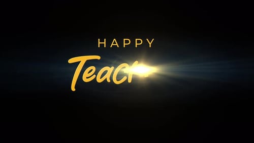 Texte animé de bonne fête des professeurs avec un élégant effet de brillance dorée.