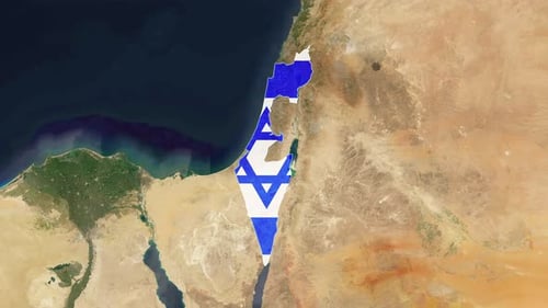 World Map Zoom to Israel Flag Reveal Animation