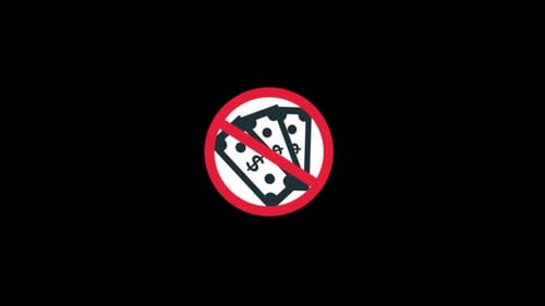 No Money or Cashless. No Payment Concept Animation Video - Transparent