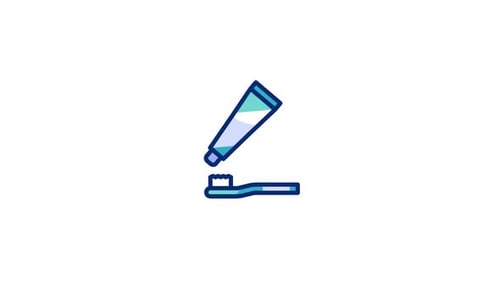 Animated Flat Design Toothpaste Squeezing onto a Toothbrush