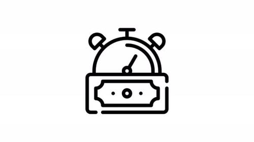 Animated Line Icon of Time is Money Concept