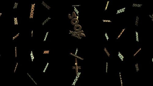 200K Text Falling Alpha Channel Gold