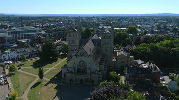 Exeter Cathedral Drone Video. St Peters Church, Exeter, Devon. 30fps ...