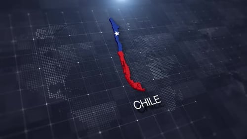 Digital Map of Chile Flag Reveal for Corporate Presentations