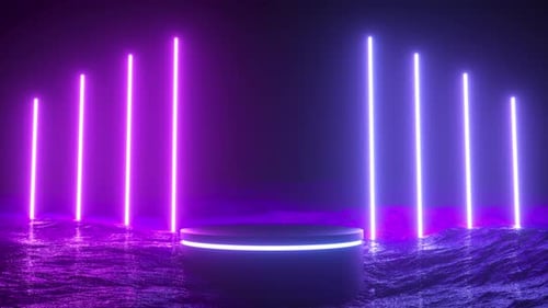 Futuristic Neon Light Stage with Pulsing Background Loop