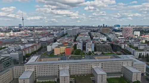 Aerial view of the Mitte district in Berlin, Germany.