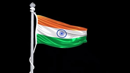 Realistic Indian Flag Waving Animation with Alpha Channel