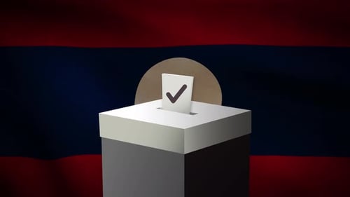 Casting vote into the ballot box during Laos election