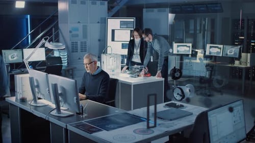 Team of Engineers Working on Computer Aided Design