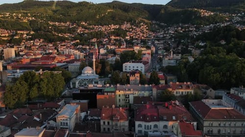 Top view of old city center of Sarajevo