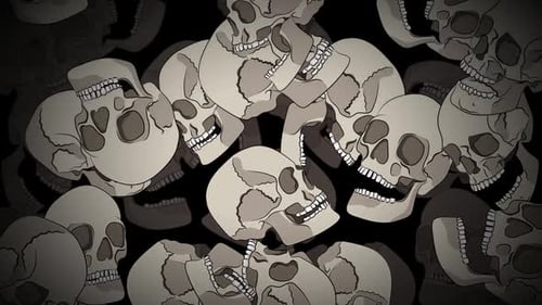 Animated Spooky Skulls Rotating Loop Halloween Background