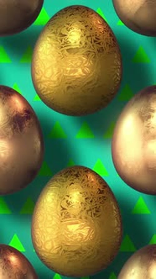 Seamless Vertical Loop of Golden Decorative Eggs
