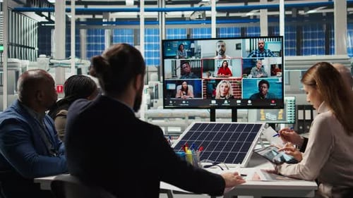 Factory Researchers Doing Internet Videocall Working on Breakthroughs