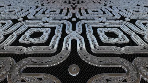 Abstract Metallic Geometric Circuit Pattern Loop