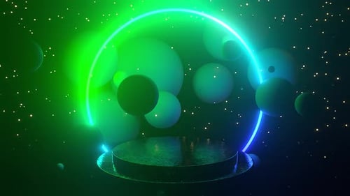 Green Blue Neon 3D Stage